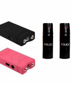 Self Defense Combo -2 (60ml) Pepper Spray and 2 Mini Stun Gun - Pink , Black