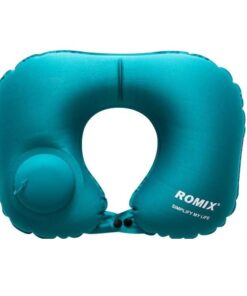 Self Inflating Croissant Travel Pillow - Blue
