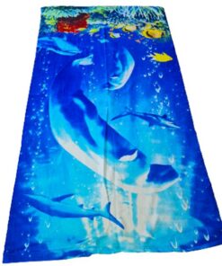Selphies Extra Large Beach/Swimming Summer Towel - Blue Dolphin and gold Fish