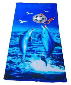 Selphies Printed Extra Large Beach/Swimming Summer Towel - Blue Ball Dolphin