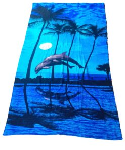 Selphies Printed Extra Large Beach/Swimming Summer Towel - Blue Palm Sun Set