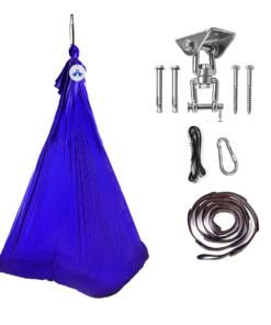 Sensory Swing Therapy Hammock Yoga Swing for Kids with 360 Swivel Hanger - Blue