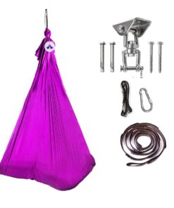 Sensory Swing Therapy Hammock Yoga Swing for Kids with 360 Swivel Hanger - Purple