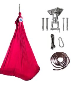 Sensory Swing Therapy Hammock Yoga Swing for Kids with 360 Swivel Hanger - Red