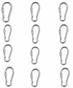 Set of 12 120mm Heavy Duty Stainless Steel Carabiner Locking Hook