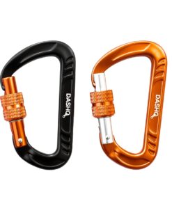 Set of 2 -12kN Heavy Duty Locking Carabiner Auto Locking Carabiner Clip - Orange, Black
