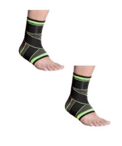 Set of 2 Ankle Support Breathable - Adjustable Unisex Green & Black