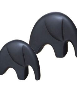Set of 2 Black Ceramic Elephants Ornaments