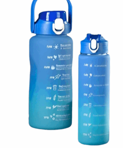 Set of 2 Bottles Motivational Pastel Water Bottles with Quotes 2LT + 900ml - Blue