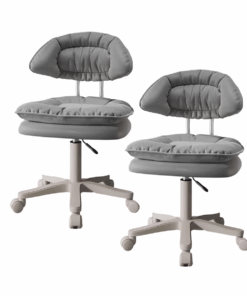Set Of 2 Ergonomic Hairdressing and Makeup Leather Swivel Cushion Chair - Dark Grey