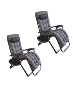 Set of 2 Jumbo Folding Recliner Lounger Chair - 150kg Capacity