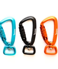 Set of 3 -4kN Auto Locking Carabiner Clips with Swivel Clasp for Dog Leash