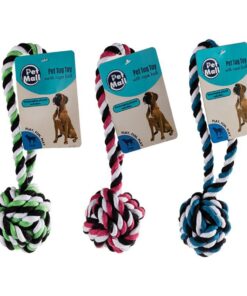 Set of 3 Pet Dog Toy Tug Rope Ball 8cm Each