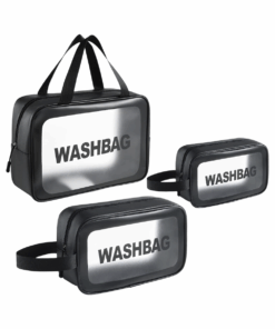 Set of 3 Waterproof Travel and Cosmetic Organisers - Black