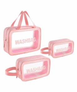 Set of 3 Waterproof Travel and Cosmetic Organisers - Pink
