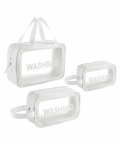 Set of 3 Waterproof Travel and Cosmetic Organisers - White
