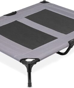 Shada Pets Large Vent Elevated Dog Bed (50kg) - Grey, Black