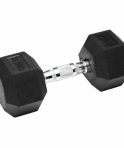 Shen Commercial Rubber Hexagonal Dumbbell 12.5kg with Chrome Handle