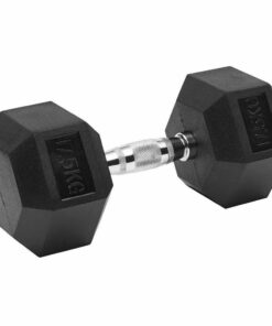 Shen Commercial Rubber Hexagonal Dumbbell 17.5kg with Chrome Handle