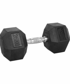 Shen Commercial Rubber Hexagonal Dumbbell 25kg with Chrome Handle