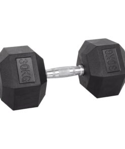 Shen Commercial Rubber Hexagonal Dumbbell 30kg with Chrome Handle