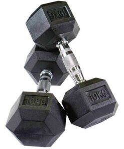 Shen Commercial Rubber Hexagonal Dumbbells 10kg with Chrome Handles
