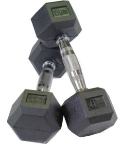 Shen Commercial Rubber Hexagonal Dumbbells 4kg with Chrome Handles