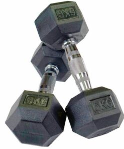 Shen Commercial Rubber Hexagonal Dumbbells 6kg with Chrome Handles
