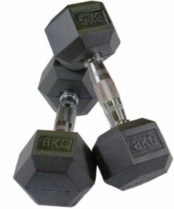Shen Commercial Rubber Hexagonal Dumbbells 8kg with Chrome Handles
