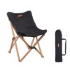 ShineTrip Luxury Beechwood Folding Chair with Bag (Black Canvas)