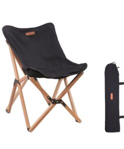 ShineTrip Luxury Beechwood Folding Chair with Bag (Black Canvas)