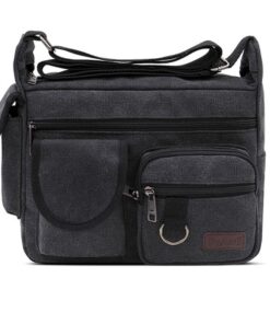 Shoulder Bag - Messenger Bag - Men Crossbody Bag - Vintage Male Leisure Sling Bag - Black