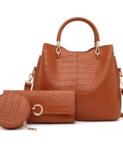 Shoulder Bags Set Composite Bag PU Leather Women Handbag - 3-piece - Brown
