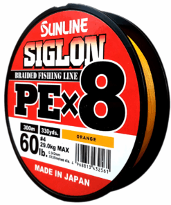 Siglon PE Braid Fishing Line X8 29.0KG/60Lb .342MM Colour Orange 300m Spool