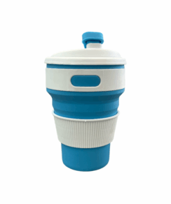 Silicone Collapsible Travel Cup Foldbale Cup with Lid 350ml - Blue