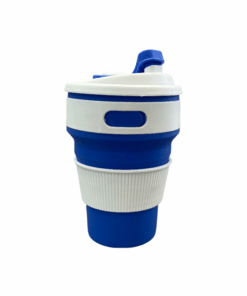 Silicone Collapsible Travel Cup Foldbale Cup with Lid 350ml - Navy