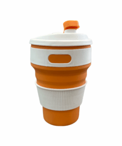 Silicone Collapsible Travel Cup Foldbale Cup with Lid 350ml - Orange
