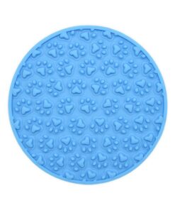 Silicone Pet Lick Pad Distraction and Entertainment Mat - Paw Print - Blue