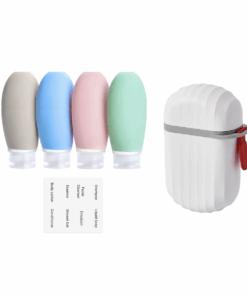 Silicone Travel Bottle Set with Travel Soap Holder - 4 Piece