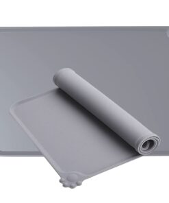 Silicone Waterproof Pet Feeding Mat Placemat 2-piece Set -48x30cm-Grey