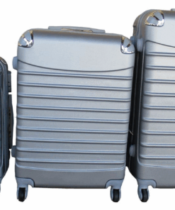 Silver 3-Piece ABS Luggage Set-HardShell,Spinner Wheels, Telescoping Handle