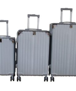 Silver 3 Piece ABS Luggage Set-Lightweight, Durable, Multi-Size Travel Suitcases