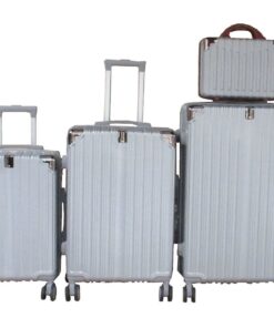 Silver 4-Piece ABS Luggage Set with Multi-Directional Spinner Wheels & Handles