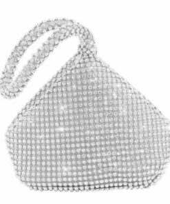 Silver Diamante Crystal Bride Clutch Purse Pouch Girl Evening Bag