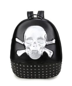 Silver Embossed Skull and Bones Backpack (BP-3077-S)