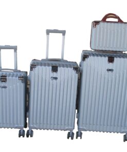 Silver Hard-Shell Luggage Set-ABS,Spinner Wheel, Telescoping Handle