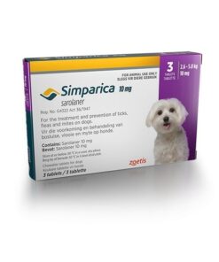 SIMPARICA 10mg Purple 2.6-5.0 kg 3 Chewable Tick & Flea Tablets