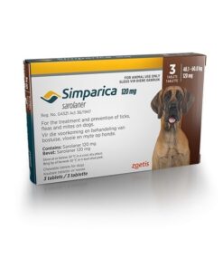 SIMPARICA 120mg Dark Brown 40.1-60.0kg 3 Chewable Tick & Flea Tablets