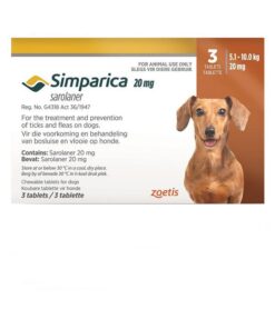 SIMPARICA 20mg Light Brown 5.1-10.0kg 3 Chewable Tick & Flea Tablets