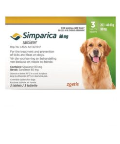 SIMPARICA 80mg Green 20.1-40.0kg 3 Chewable Tick & Flea Tablets